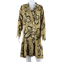 ST GILLIAN Womens A-Line Dress Gold Silk Floral Long Sleeve Knee Length