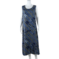 Womens Shift Dress Blue Floral Sleeveless Long