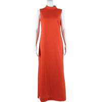 Womens Day Dress Orange Polka Dot Sleeveless Long