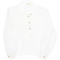 SAM Western Front Tie Womens Cropped Blouse Cream Collared s
