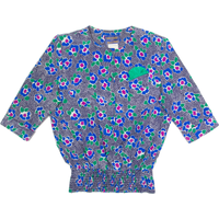 MICHAEL PHILLIPS Petite Womens Printed Blouse Blue s Floral