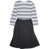 MERYL FASHION Womens A-Line Dress Black Striped Long Sleeve Knee Length