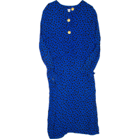 ELEGANCE Womens Day Dress Blue Spotted Long Sleeve Midi