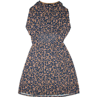 JOULES Womens Day Dress Brown Viscose Spotted Long Sleeve Midi