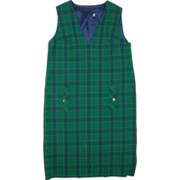 Womens Shift Dress Green Check Sleeveless Knee Length