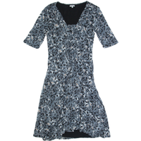 JIGSAW Womens A-Line Dress Grey Spotted Short Sleeve Midi