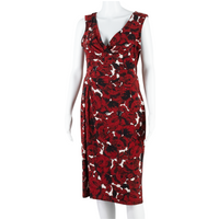 PHASE EIGHT Womens Bodycon Dress Red Floral Sleeveless Midi
