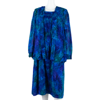 Womens Pencil Dress Blue s Crazy Pattern Long Sleeve Midi
