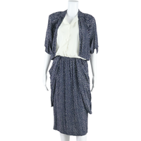PHILIPPE GARAT Womens Pencil Dress Blue Viscose s Polka Dot Midi