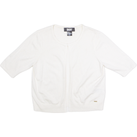 DKNY Womens Cardigan White Crew Neck Tight Knit Short Sleeve Viscose