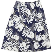 IVORY Womens Blue White Floral Midi Cotton Blend A-Line Skirt M Summer Beachwear