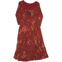 DESIGUAL Womens Red Floral Print Day Woven Midi Dress Long Sleeve Round Neck