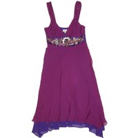 KAREN MILLEN Womens Purple & Violet Silk Blend Fit & Flare Dress Sleeveless Midi