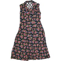 Womens Black Floral Sleeveless Day Polyester Dress Size L Button Front