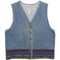 JEAN BLUE Womens Blue Denim Jacket M Cotton Button Plain Blue Pattern Vintage