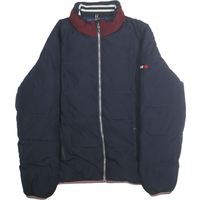 TOMMY HILFIGER Mens Navy & Burgundy Down Zip Jacket M Puffer Coat Casual