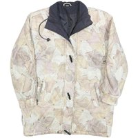 Womens Beige Polyester Blend Casual Zip Jacket L Patchwork Printed Coat