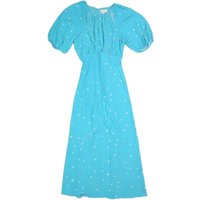 MONSOON Womens Blue Polka Dot Maxi Puffy Sleeve Dress Polyester Blend