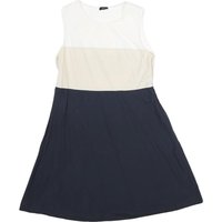 JOSEPH Womens White & Beige & Blue Day Dress Cotton Sleeveless Elegant