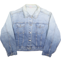 WATCH LA Womens Blue Cotton Denim Jacket Classic Button Closure Casual