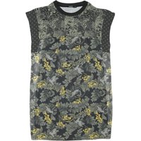 DESIGUAL Womens Grey & Yellow Floral Day Jersey Sleeveless Mini Dress Size