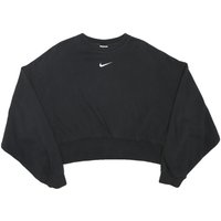 NIKE Womens Black Crew Neck Cotton Blend Sweatshirt Pullover Crop Top