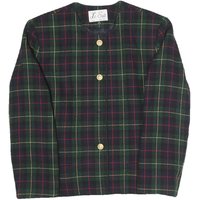 LE SUIT Womens Green Check Blazer Jacket Polyester Blend Woven Button
