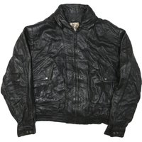 GENUINE LEATHER Womens Black Leather Jacket L Bomber Zip Pockets Classic Style