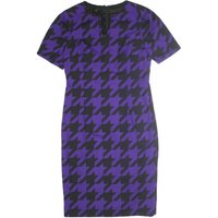 ESCADA Womens Purple & Black Cotton Blend Bodycon Woven Houndstooth Midi Dress