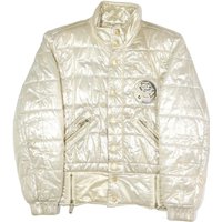 LILY FAROUGHE Womens Cream Quilted Jacket S Polyester Blend Zip Puffer Coat