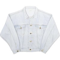 GALAXY Womens Blue Denim Cotton Jacket L Button Plain Classic Casual