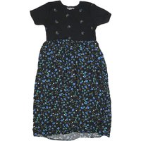 NOTATIONS Womens Black Blue Floral Cotton Day Dress Short Sleeve M Floral Print