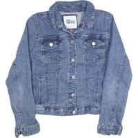 TOMMY HILFIGER Womens Blue Denim Jacket L Cotton Button Plain Classic Regular