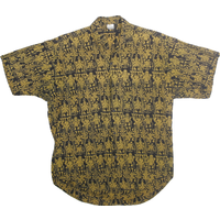DRESS FRESH Mens Black & Yellow Cotton Pattern Shirt M Short Sleeve Button