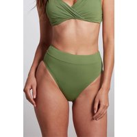 High waist, high cut green bikini bottom