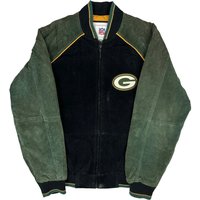 Green Bay Packers Nfl Football Bomber Jacket - Medium Black Suede
