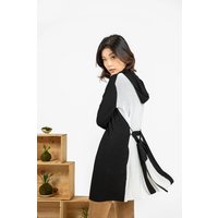 Hooded Wrap Cardigan - Black & White