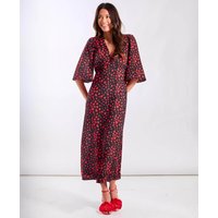 Red Heart Printed Midi Dress