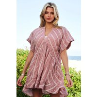 Embroidered V-Neck Ruffled Mini Dress Boho Chic Summer Style