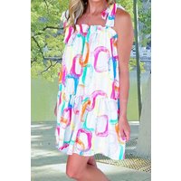 Tied Printed Sleeveless Mini Dress