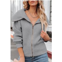 Zip Up Long Sleeve Cardigan