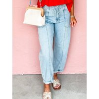 Drawstring Washed Relaxed Fit Boyfriend Jeans