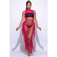 Fringe Cut Out Maxi Dress
