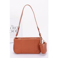 Quilted Faux Leather Shoulder Bag W Airpod Bag