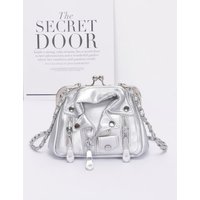 Faux Leather Jacket Style Crossbody Bag