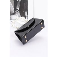 Metallic Pearl Handle Flap Bag
