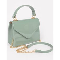 Enamel Faux Leather Top Handle Bag