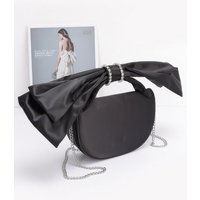 Oversized Bow Handle Satin Crossbody Bag