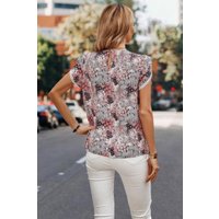Floral Round Neck Lace Trimmed Fit Blouse