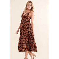 And The Why Leopard Print Plunge Maxi Dress